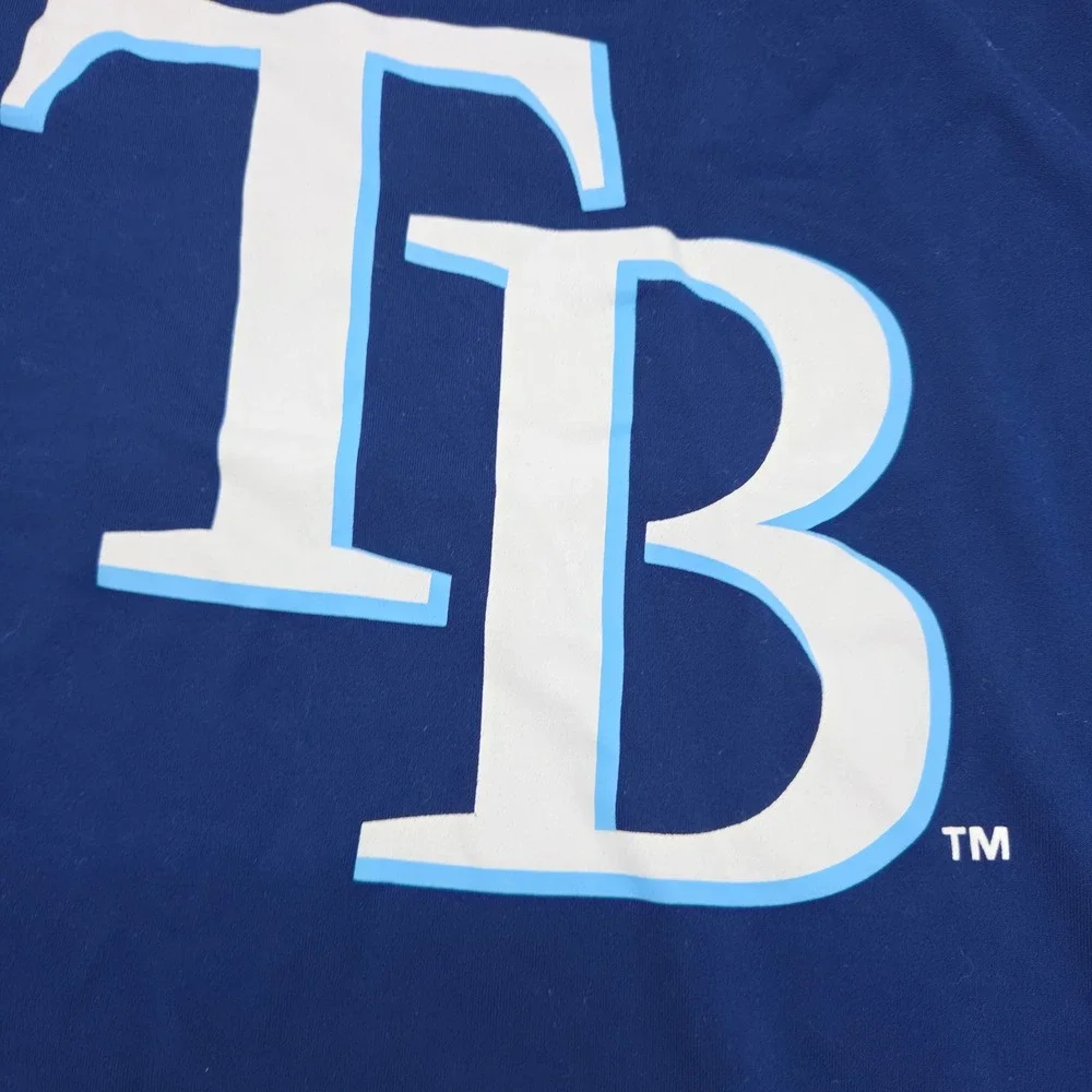 Zubaz Tampa Bay Rays MLB Shirt Mens Medium Navy Blue Zebra Raglan Fox Sports Sun - Picture 3 of 8